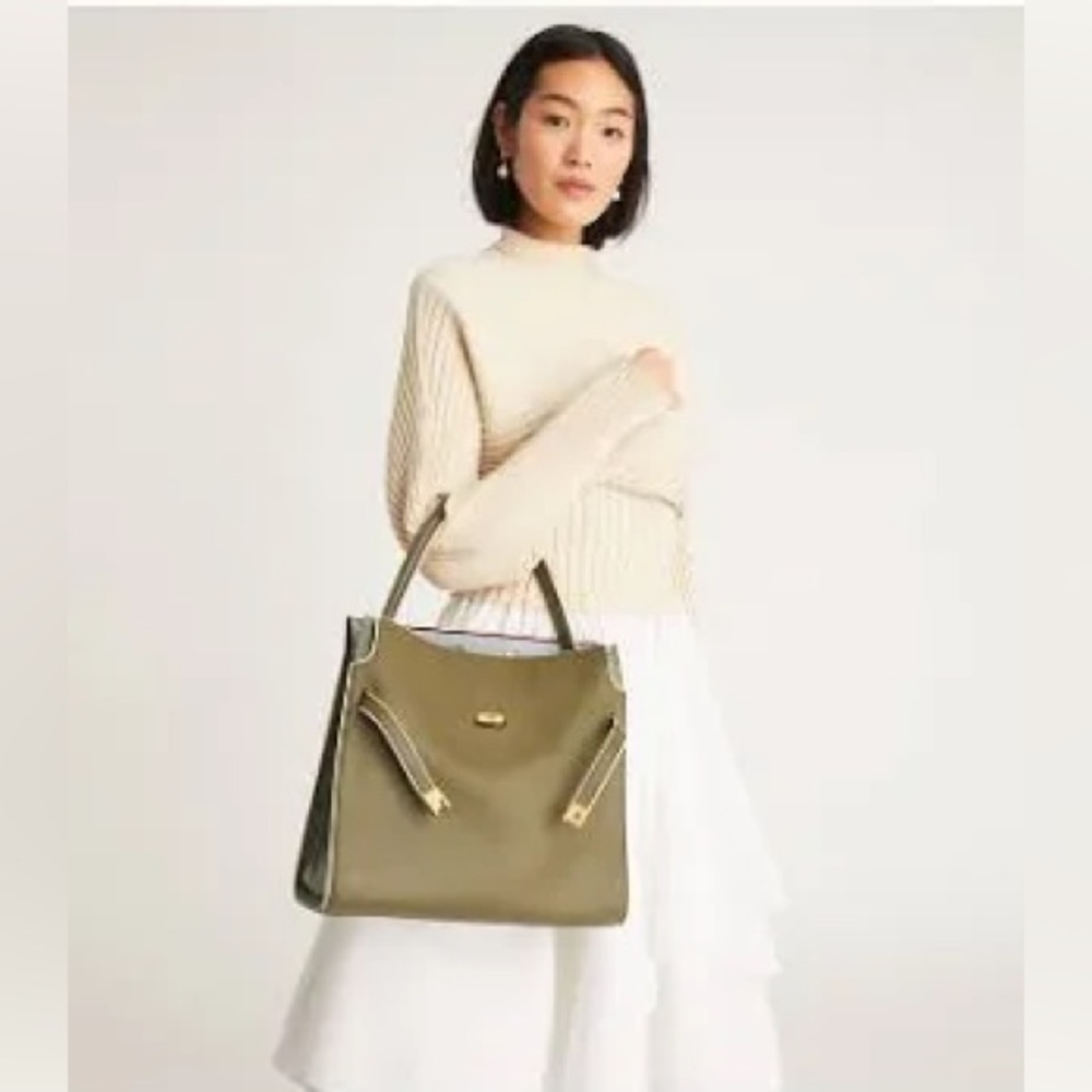 Tory Burch Lee Radziwill piped double tote bag green